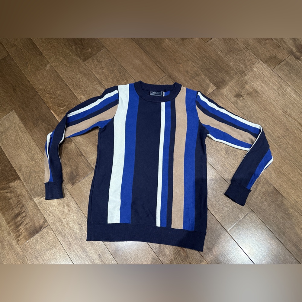 NEXT DIRECT • Boy’s Striped Sweater - Blue, Brown, and White